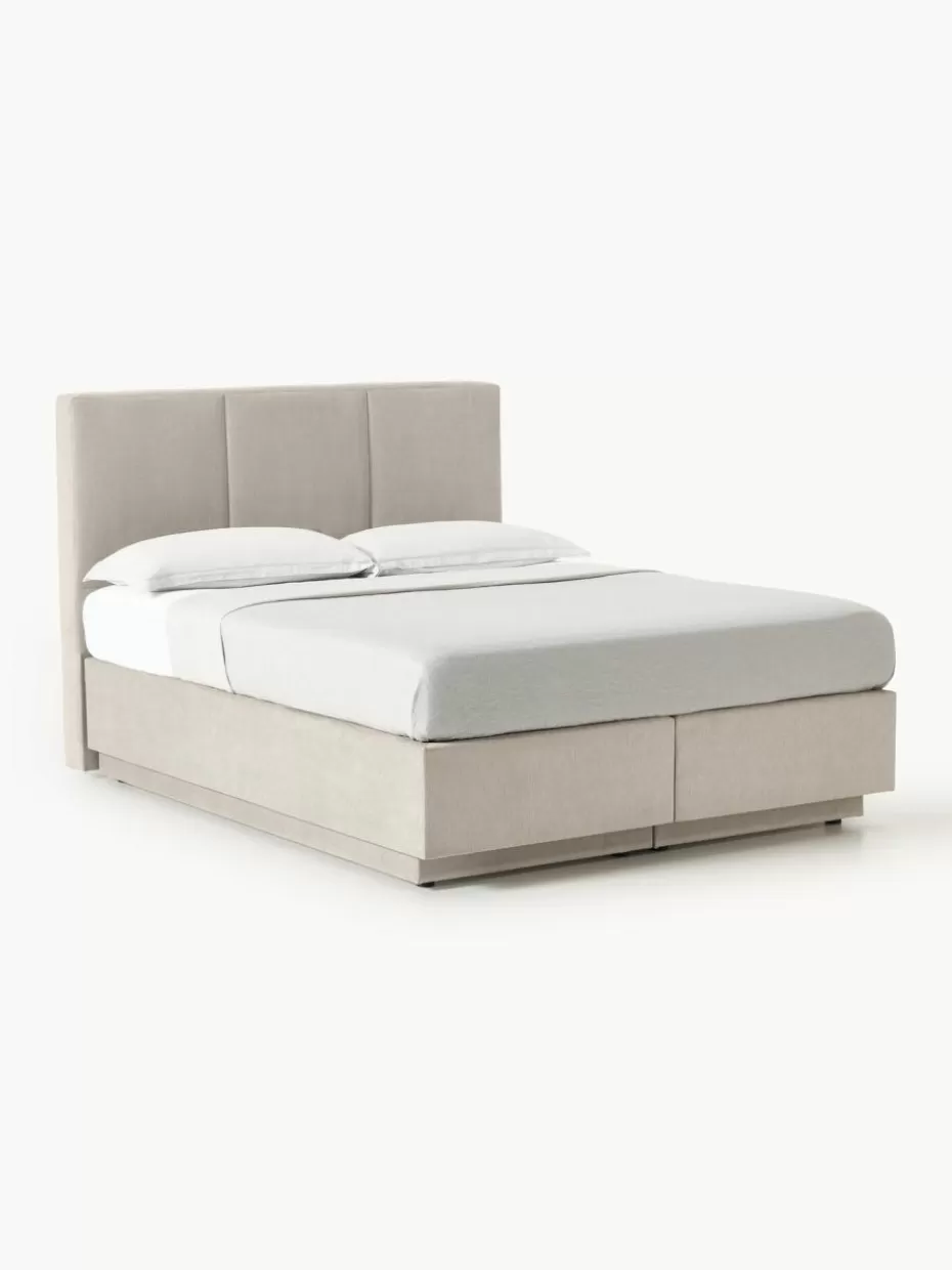 Betten-Westwing Collection Boxspringbett Oberon mit Stauraum Webstoff Beige