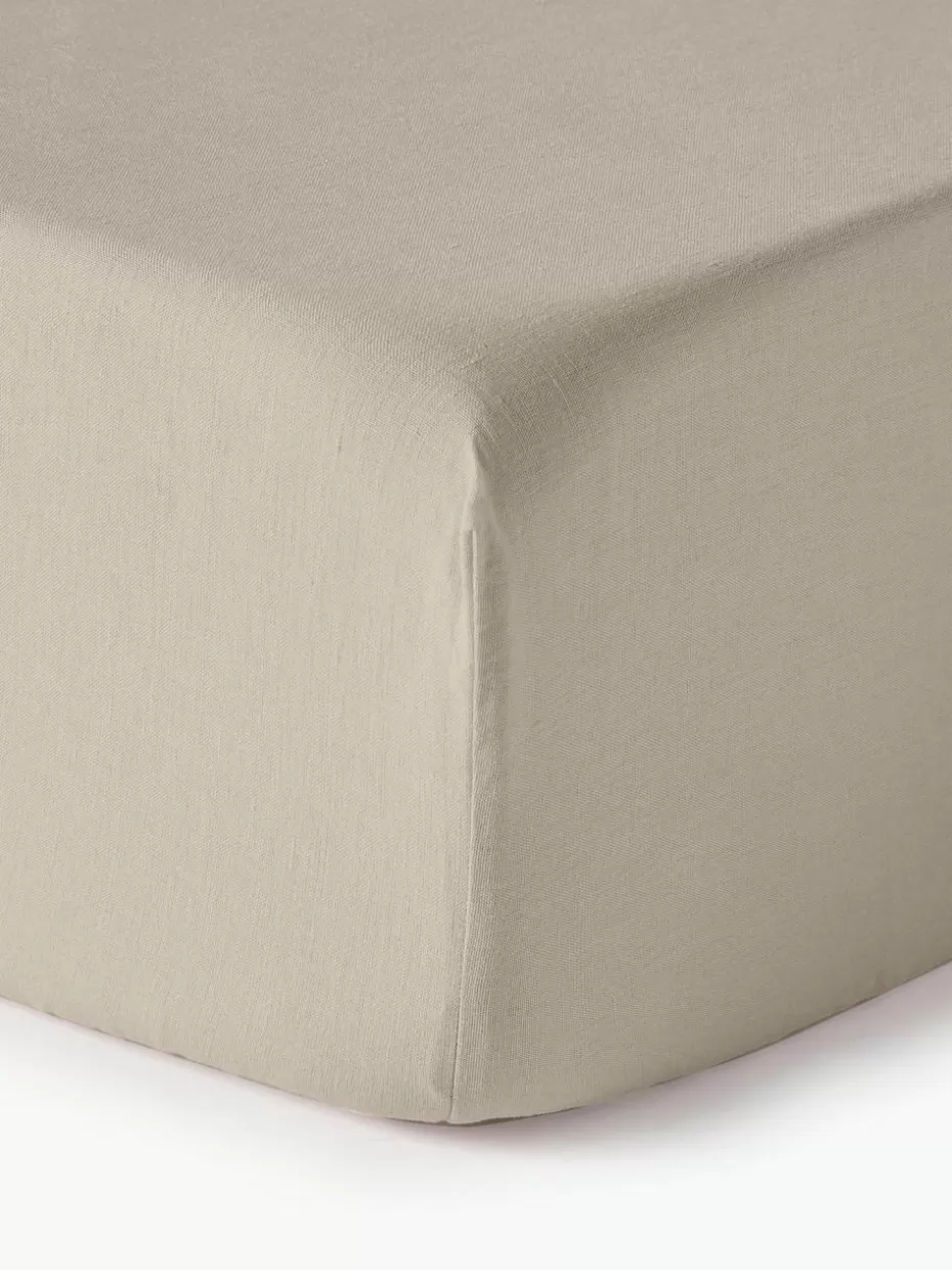 Spannbettlaken-Westwing Collection Boxspring-Spannbettlaken Airy, gewaschenes Leinen Beige