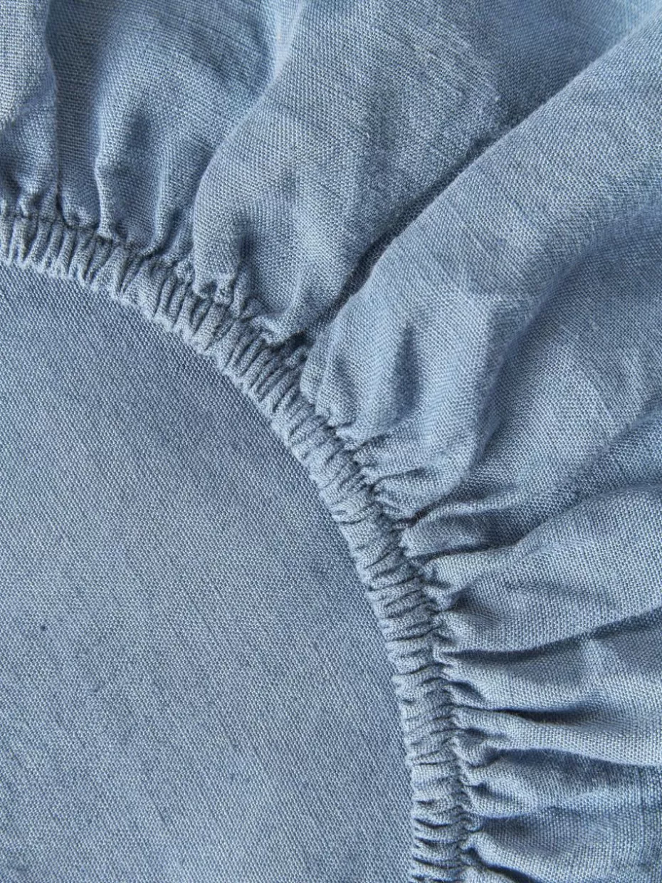 Spannbettlaken-Westwing Collection Boxspring-Spannbettlaken Airy, gewaschenes Leinen Blau