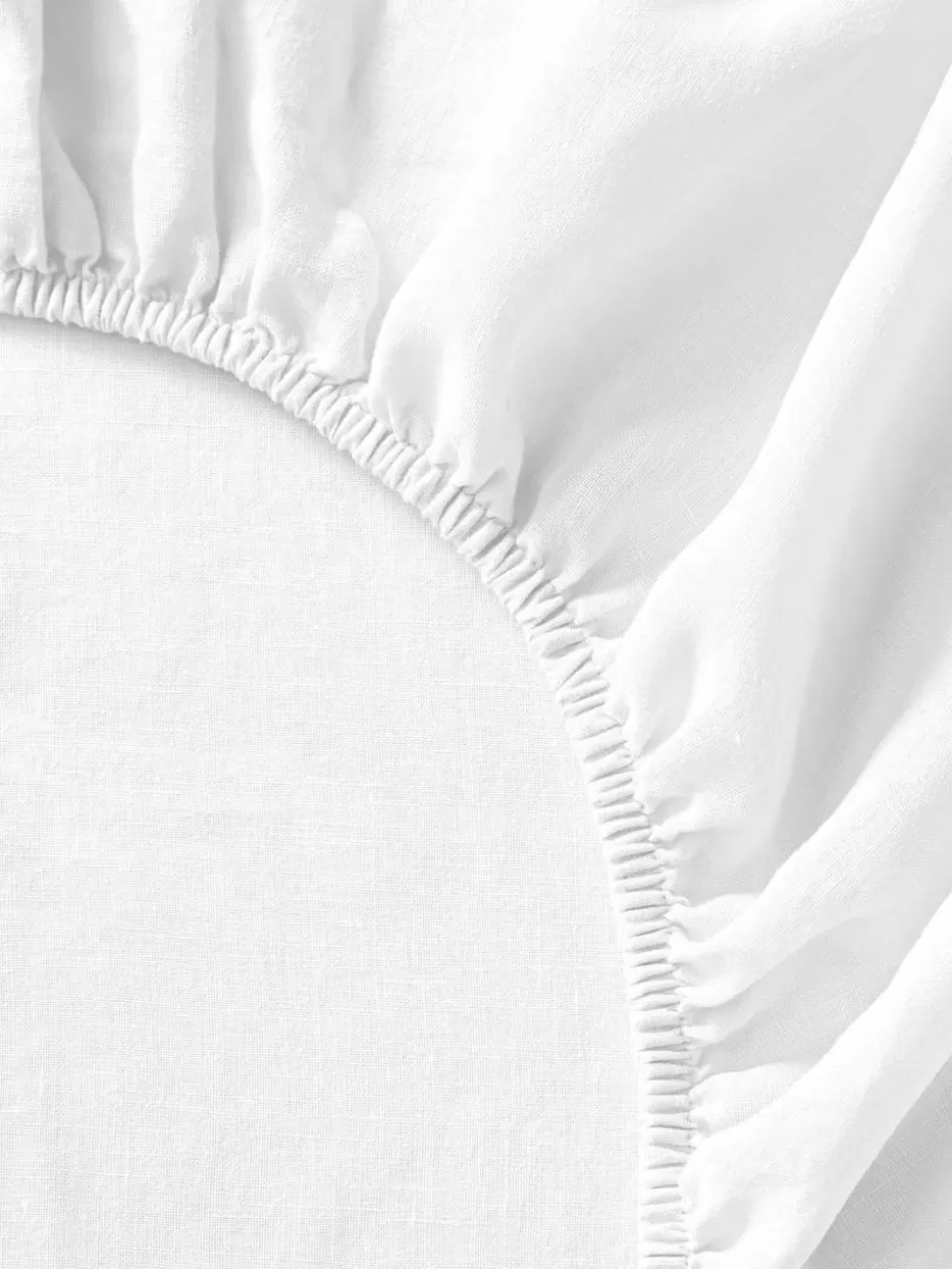 Spannbettlaken-Westwing Collection Boxspring-Spannbettlaken Airy, gewaschenes Leinen Weiß