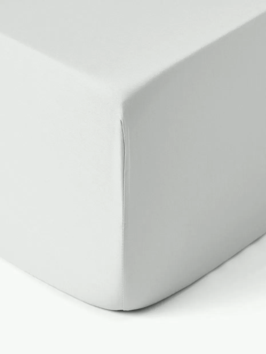 Spannbettlaken-Westwing Collection Boxspring-Spannbettlaken Comfort, Baumwollsatin Hellgrau