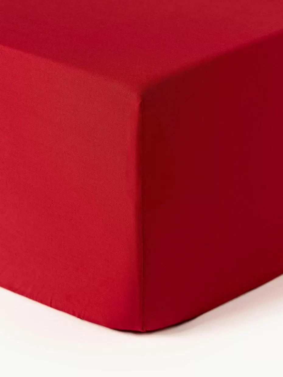 Spannbettlaken-Westwing Collection Boxspring-Spannbettlaken Elsie, Baumwollperkal Rot
