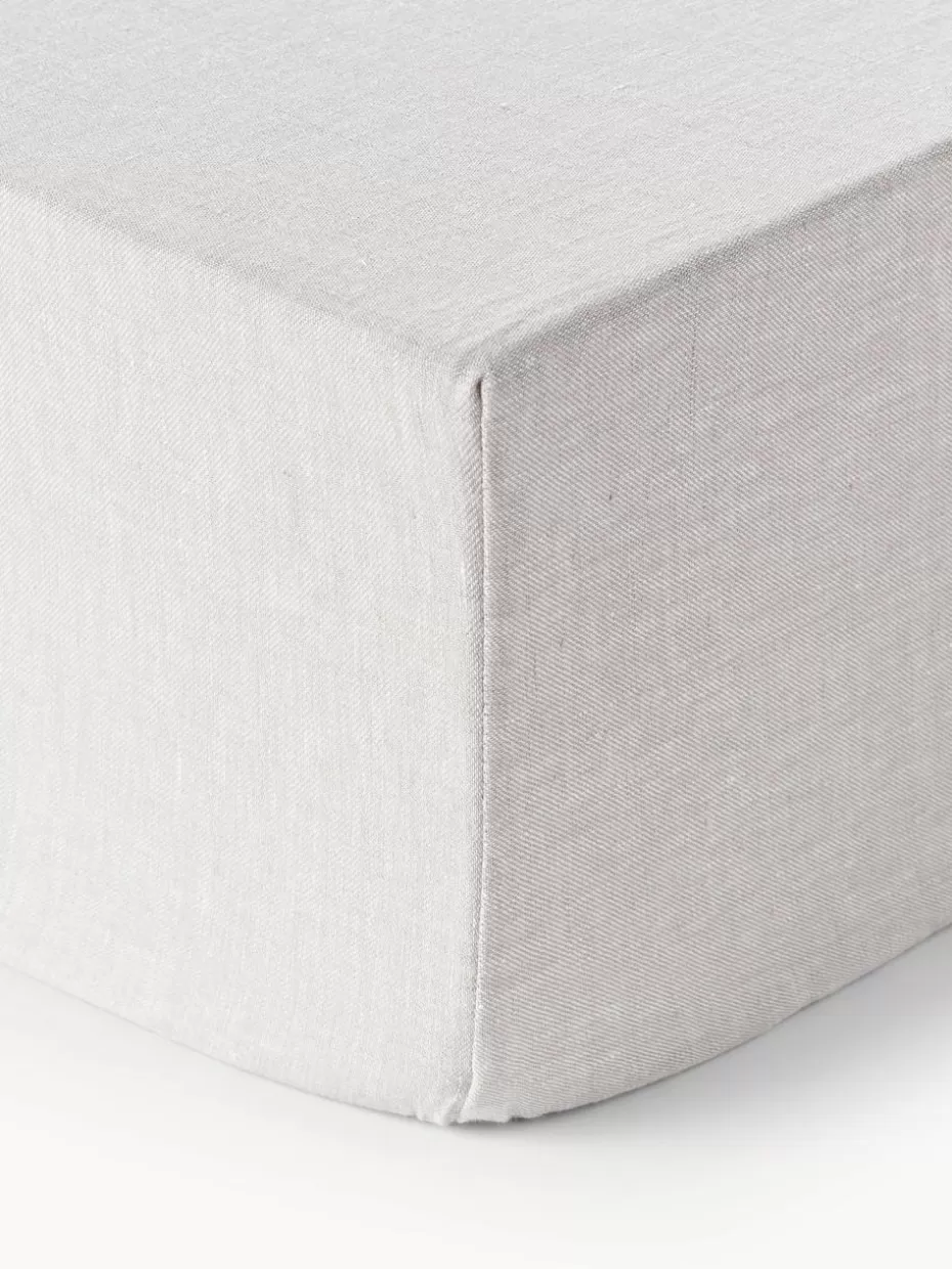 Spannbettlaken-Westwing Collection Boxspring-Spannbettlaken Linna, Leinen Hellgrau
