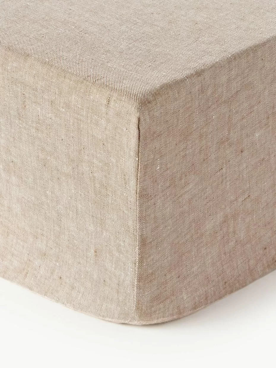 Spannbettlaken-Westwing Collection Boxspring-Spannbettlaken Linna, Leinen Dunkelbraun