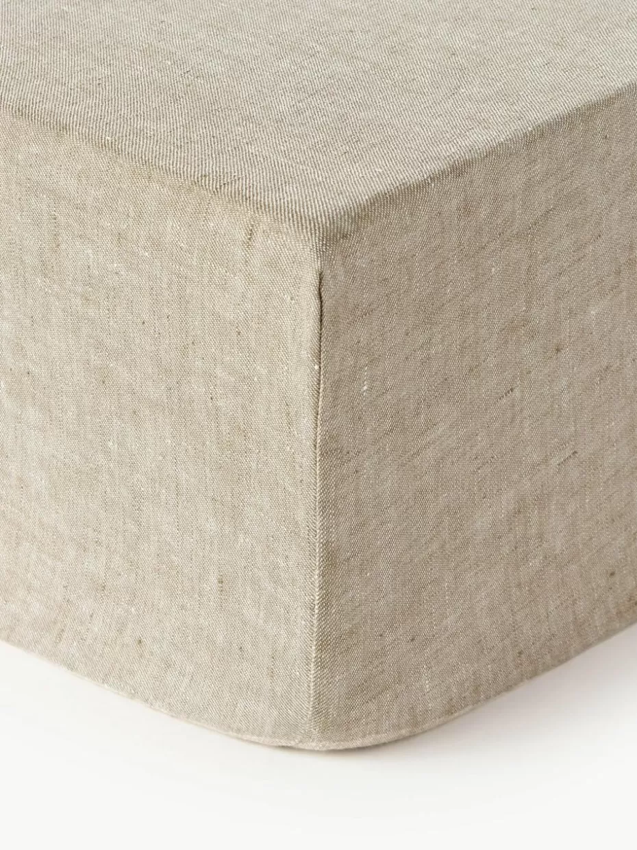 Spannbettlaken-Westwing Collection Boxspring-Spannbettlaken Linna, Leinen Greige