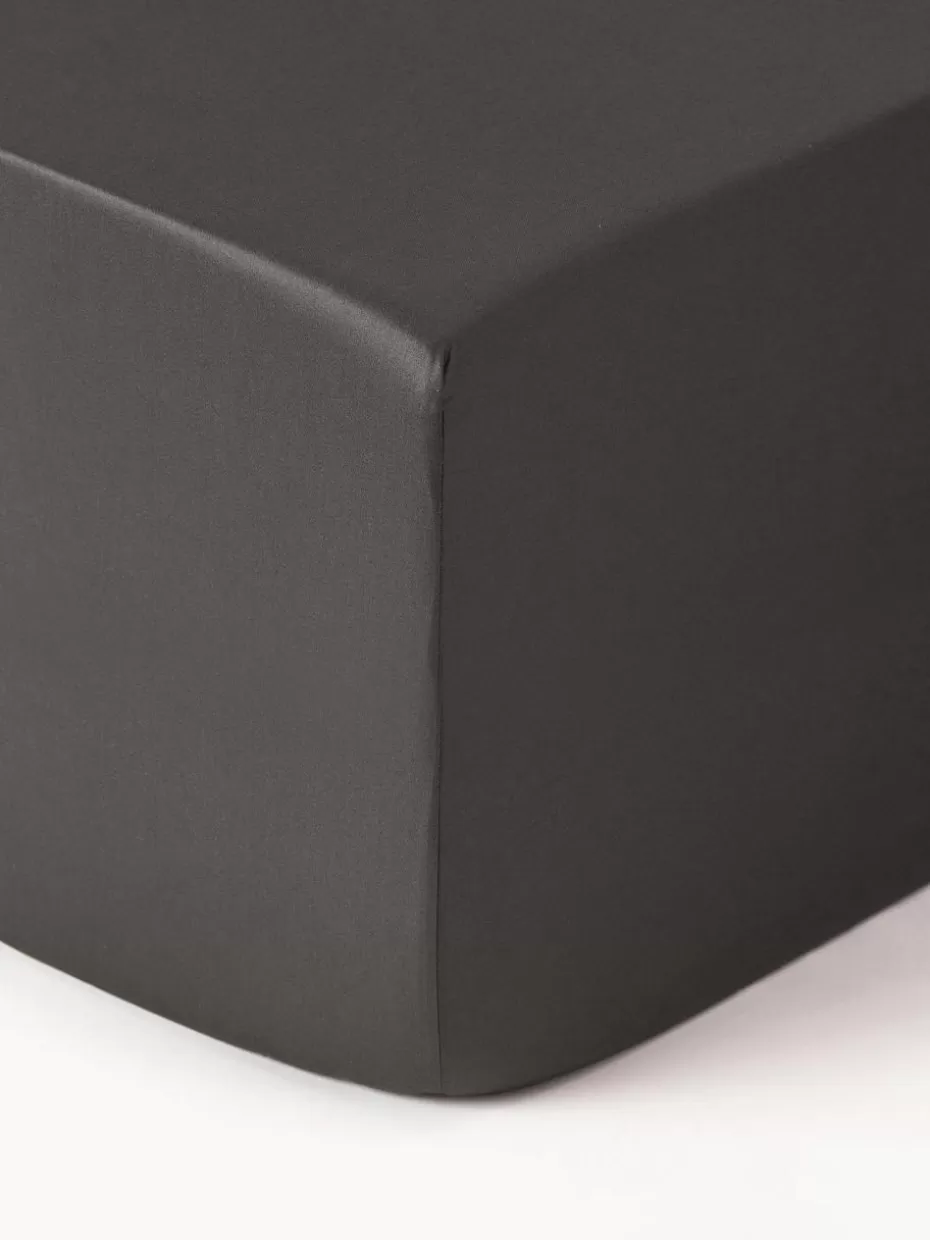 Spannbettlaken-Westwing Collection Boxspring-Spannbettlaken Premium, Baumwollsatin Dunkelgrau