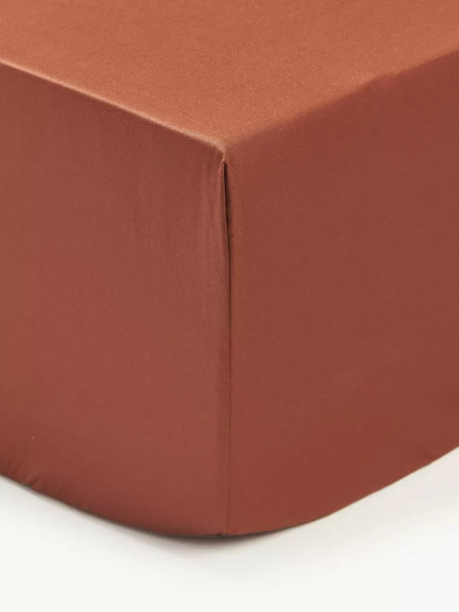 Spannbettlaken-Westwing Collection Boxspring-Spannbettlaken Premium, Baumwollsatin Terrakotta