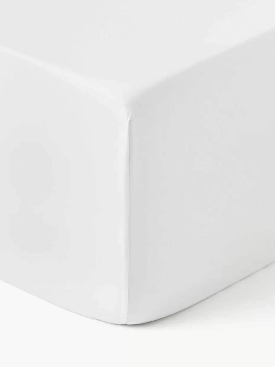 Spannbettlaken-Westwing Collection Boxspring-Spannbettlaken Premium, Baumwollsatin Weiß