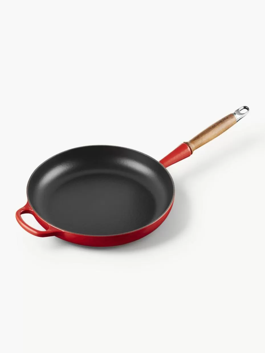 Pfannen-Le Creuset Bratpfanne Signature Collection aus Gusseisen mit Holzgriff Rottöne