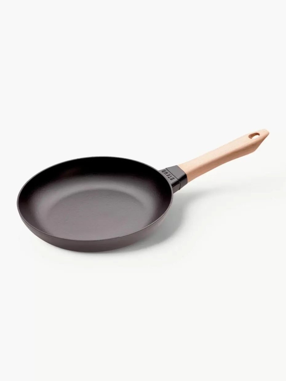 Pfannen-Staub Bratpfanne Wood aus Gusseisen mit Holzgriff