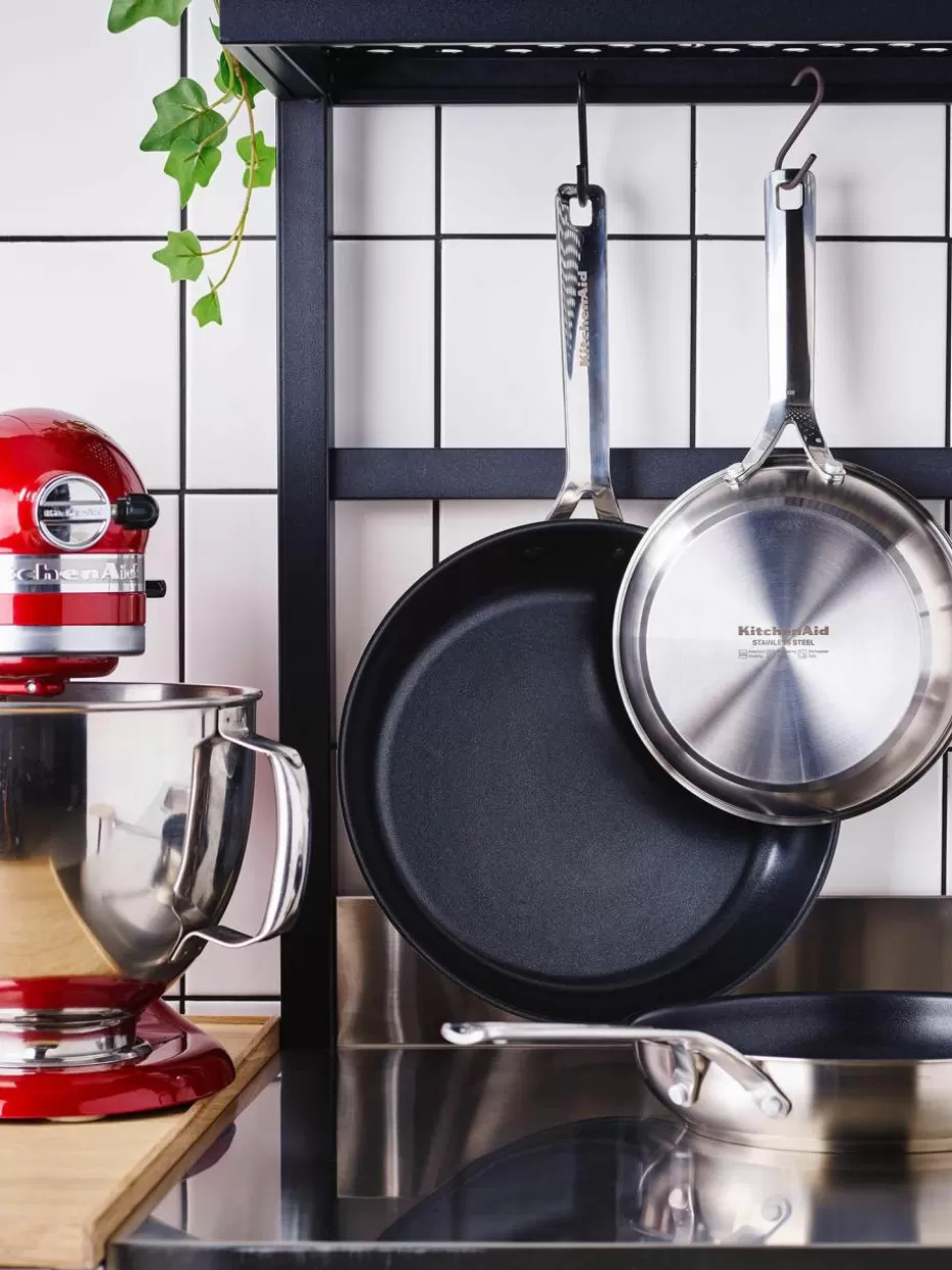 Pfannen-KitchenAid Bratpfannen mit Antihaftbeschichtung, 2er-Set Silberfarben, Schwarz
