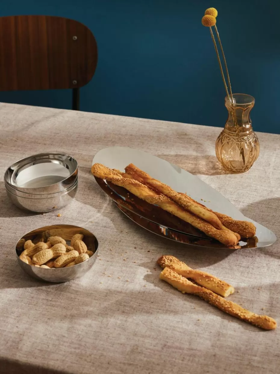 Küchenaufbewahrung-Alessi Brot- & Grissinikorb Octave aus Edelstahl