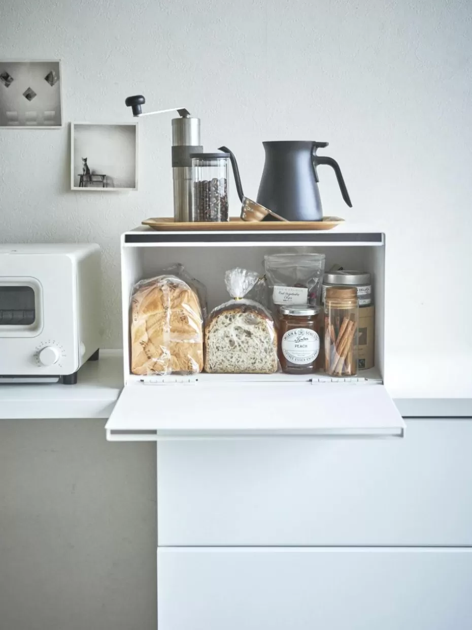 Küchenaufbewahrung-Yamazaki Brotkasten Tower mit magnetischer Öffnung Weiß, matt