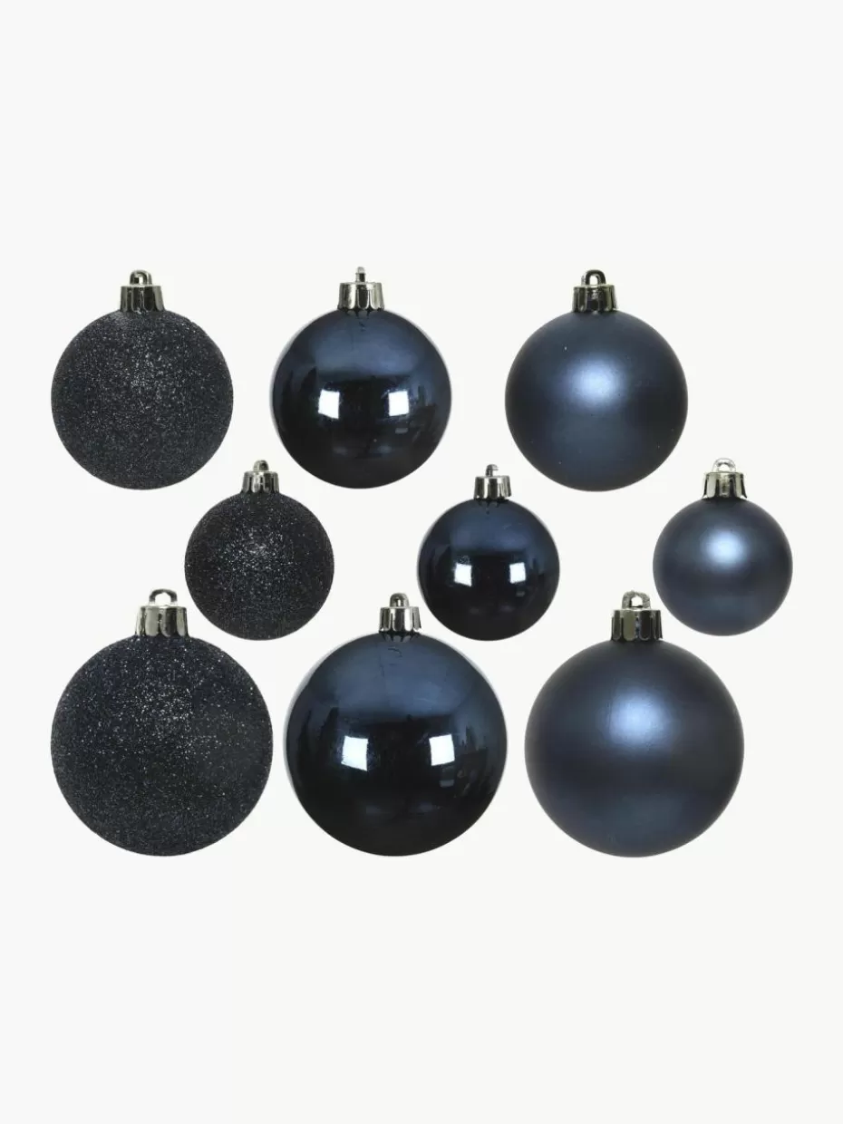 Weihnachtskugeln & Baumanhänger | Romantische Details-Westwing Bruchfeste Weihnachtskugeln Mona, 30er-Set Dunkelblau