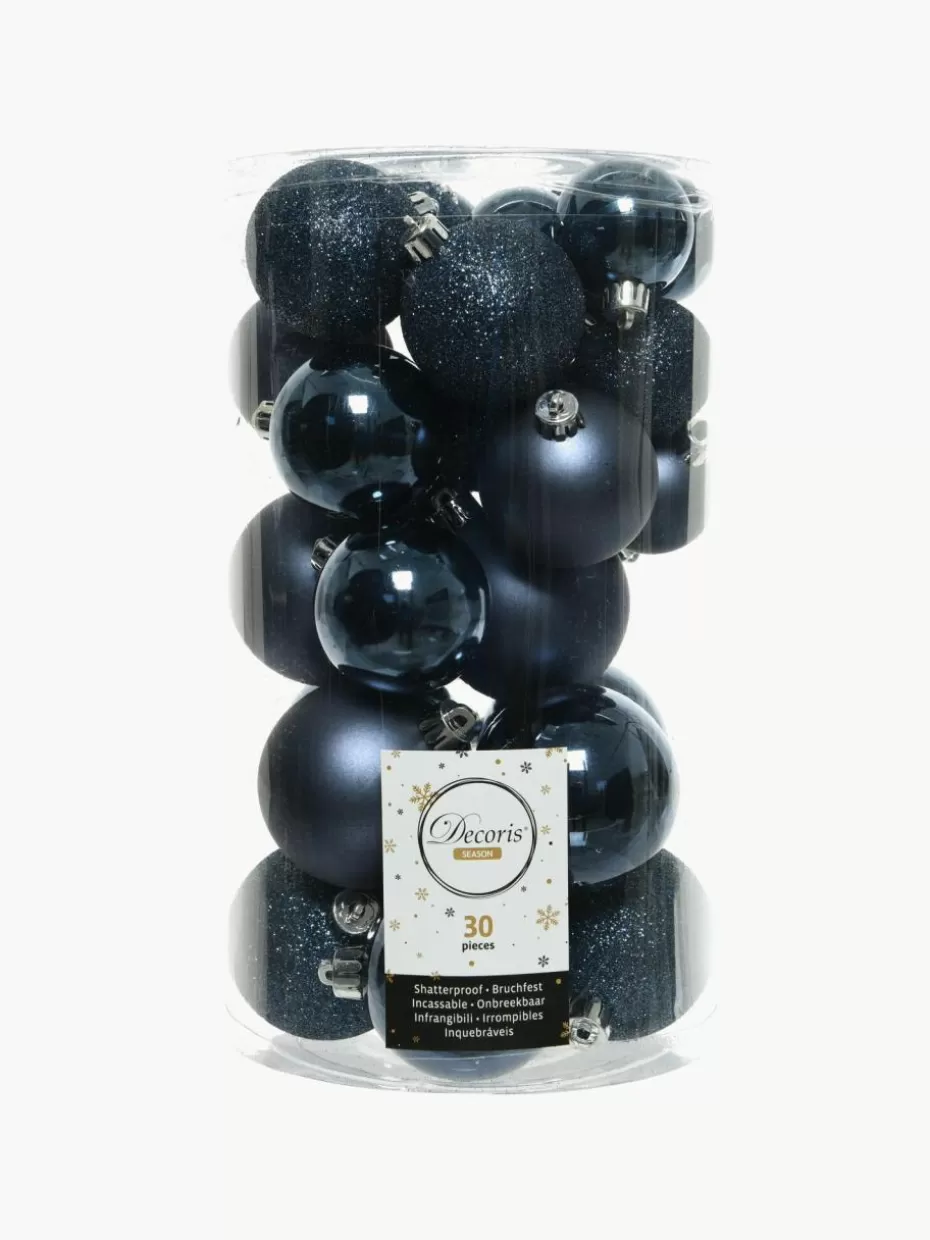 Weihnachtskugeln & Baumanhänger | Romantische Details-Westwing Bruchfeste Weihnachtskugeln Mona, 30er-Set Dunkelblau