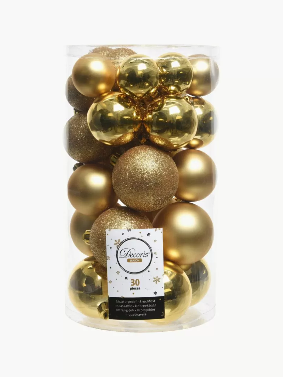 Weihnachtskugeln & Baumanhänger | Festliche Eleganz-Westwing Bruchfeste Weihnachtskugeln Mona, 30er-Set Goldfarben, dunkel