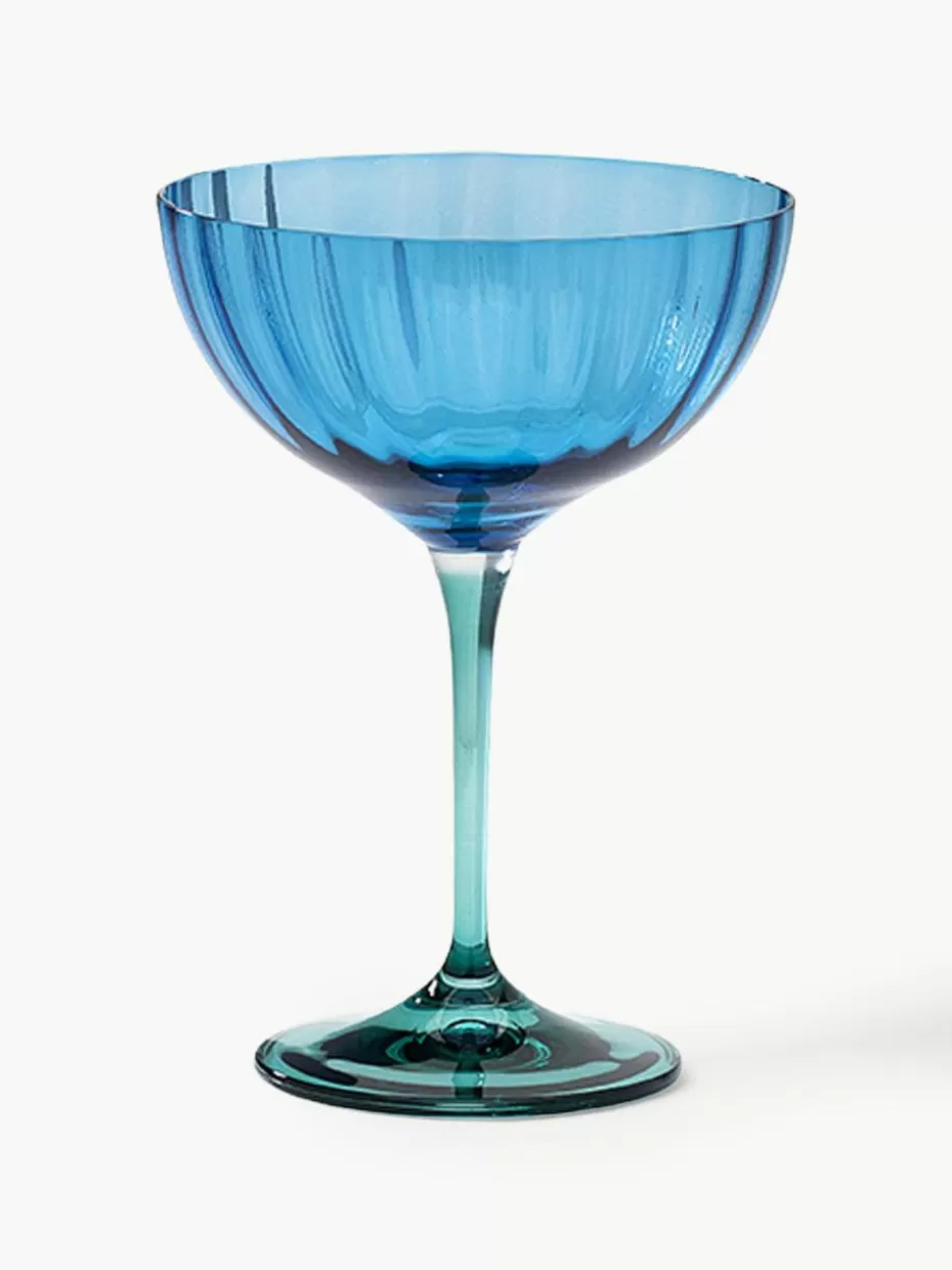Champagner- & Sektgläser-Anna + Nina Champagnergläser Jazzy, 2 Stück Blau, Türkisgrün, transparent