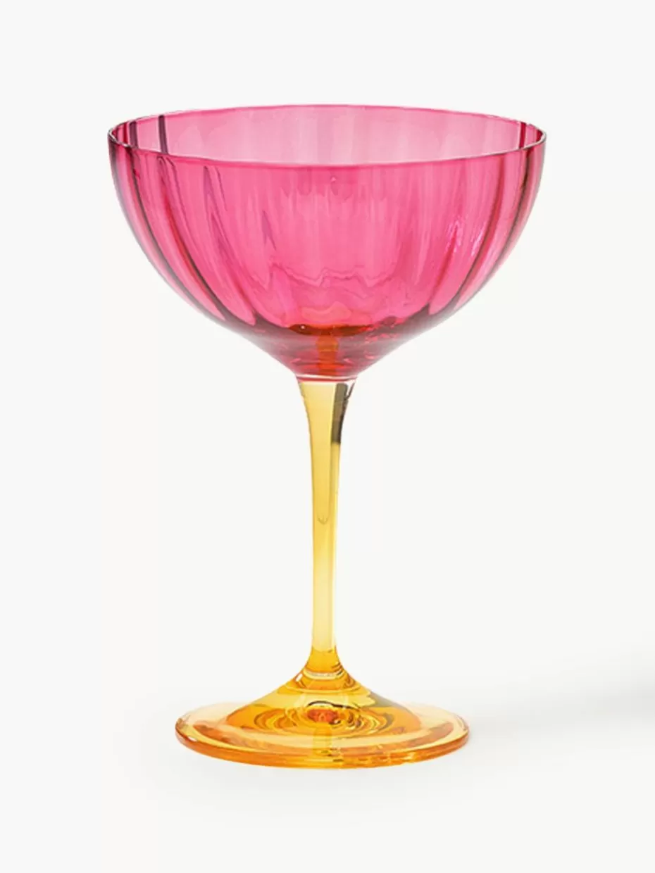 Champagner- & Sektgläser-Anna + Nina Champagnergläser Jazzy, 2 Stück Pink, Orange, transparent