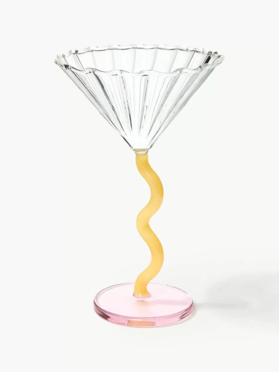 Weihnachtsgeschirr | Glow-Up-&k amsterdam Cocktailgläser Curve aus Borosilikatglas, 2 Stück Transparent, Hellrosa, Sonnengelb