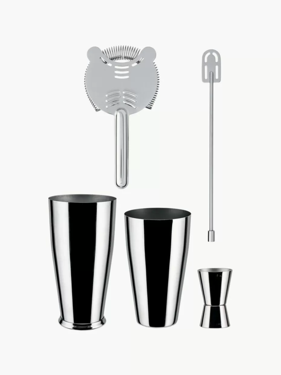 Küchenhelfer-Alessi Cocktail-Set Lunar Eclipse aus Edelstahl, 5er-Set