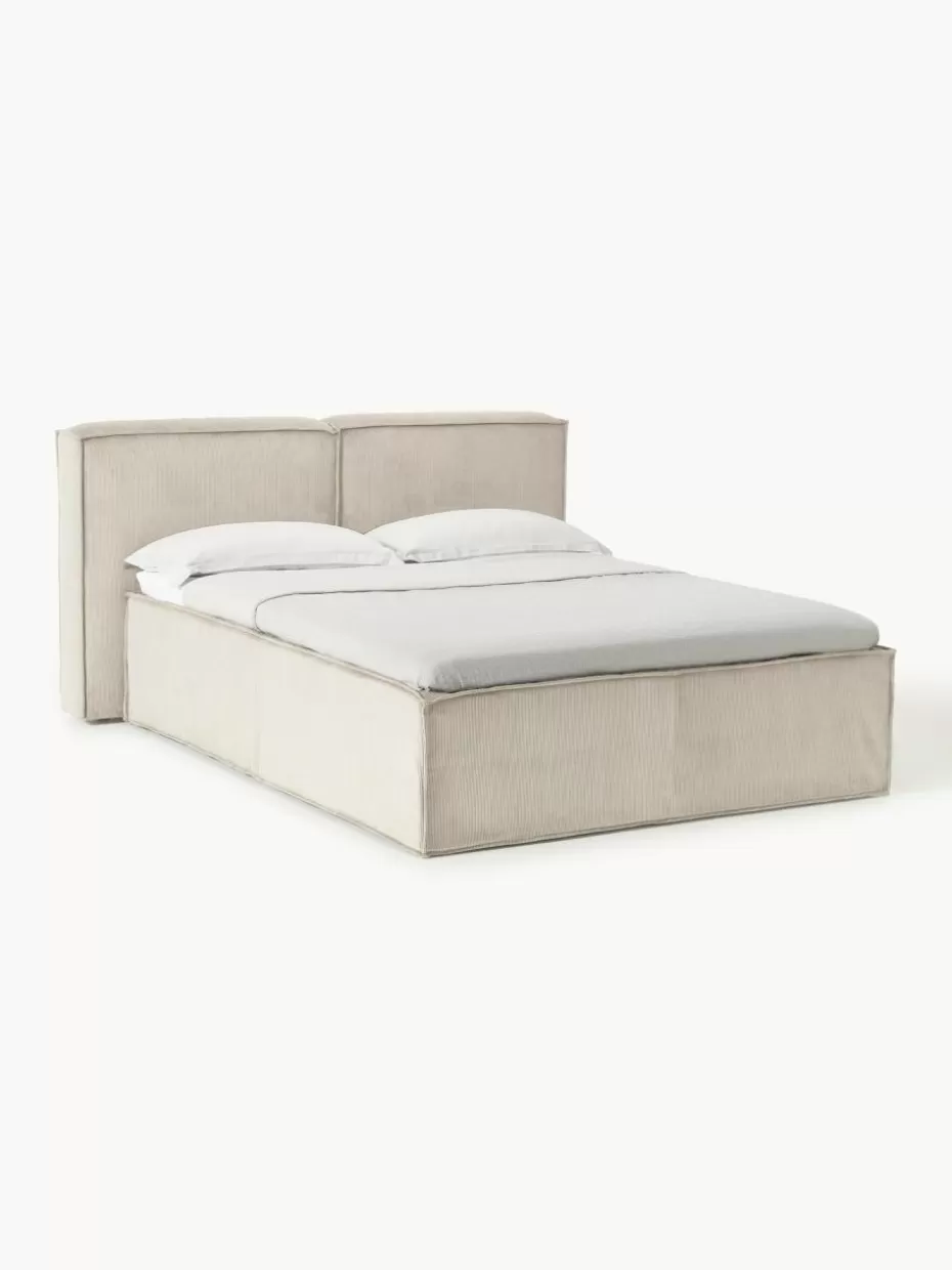 Betten-Westwing Collection Cord-Boxspringbett Lennon Cord Hellbeige