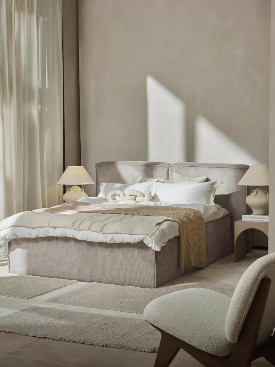 Betten-Westwing Collection Cord-Boxspringbett Lennon Cord Taupe