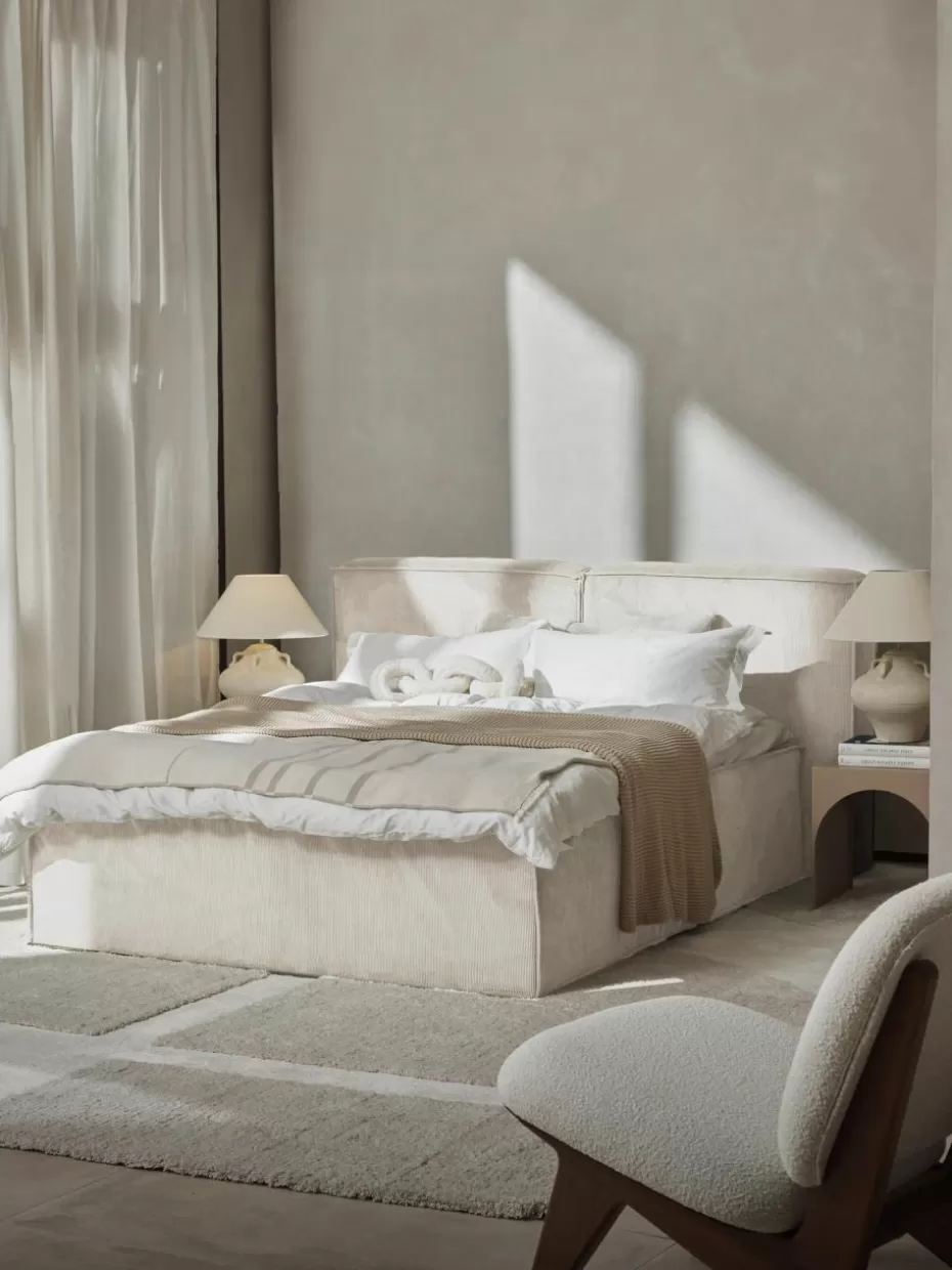 Betten-Westwing Collection Cord-Boxspringbett Lennon Cord Hellbeige