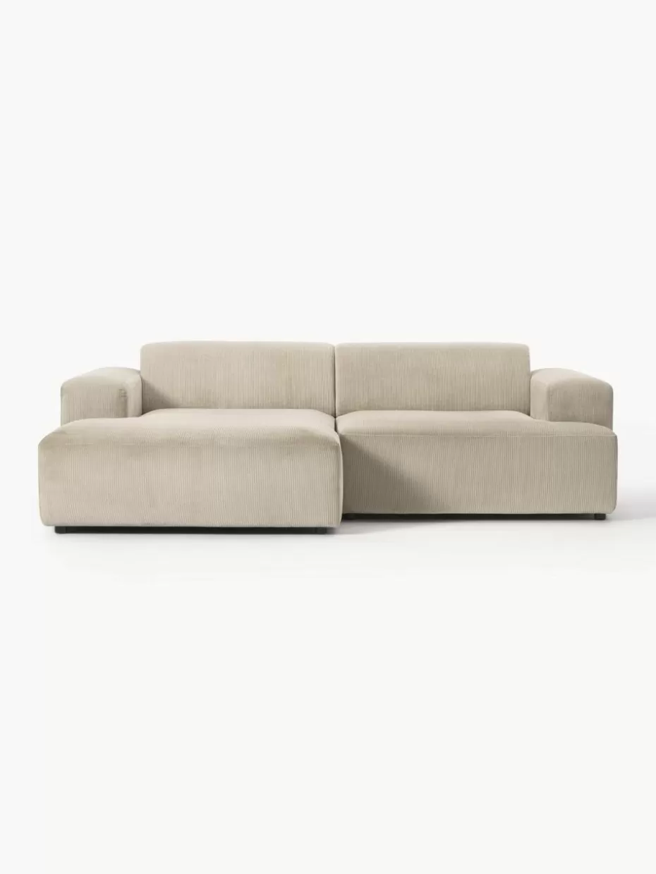 Sofas | Sofaserien-Westwing Collection Cord-Ecksofa Melva (3-Sitzer) Cord Hellbeige