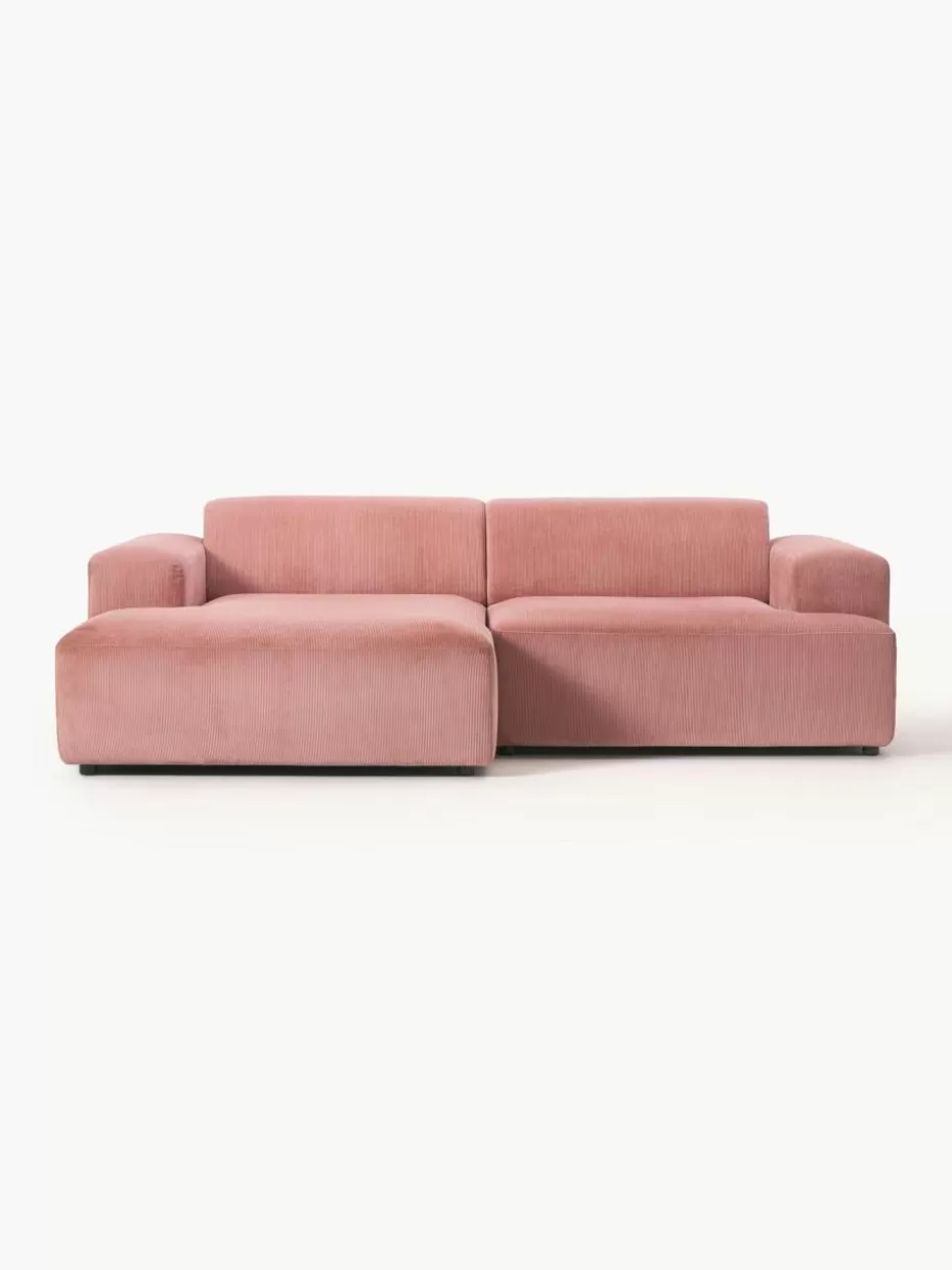 Sofas | Sofaserien-Westwing Collection Cord-Ecksofa Melva (3-Sitzer) Cord Altrosa