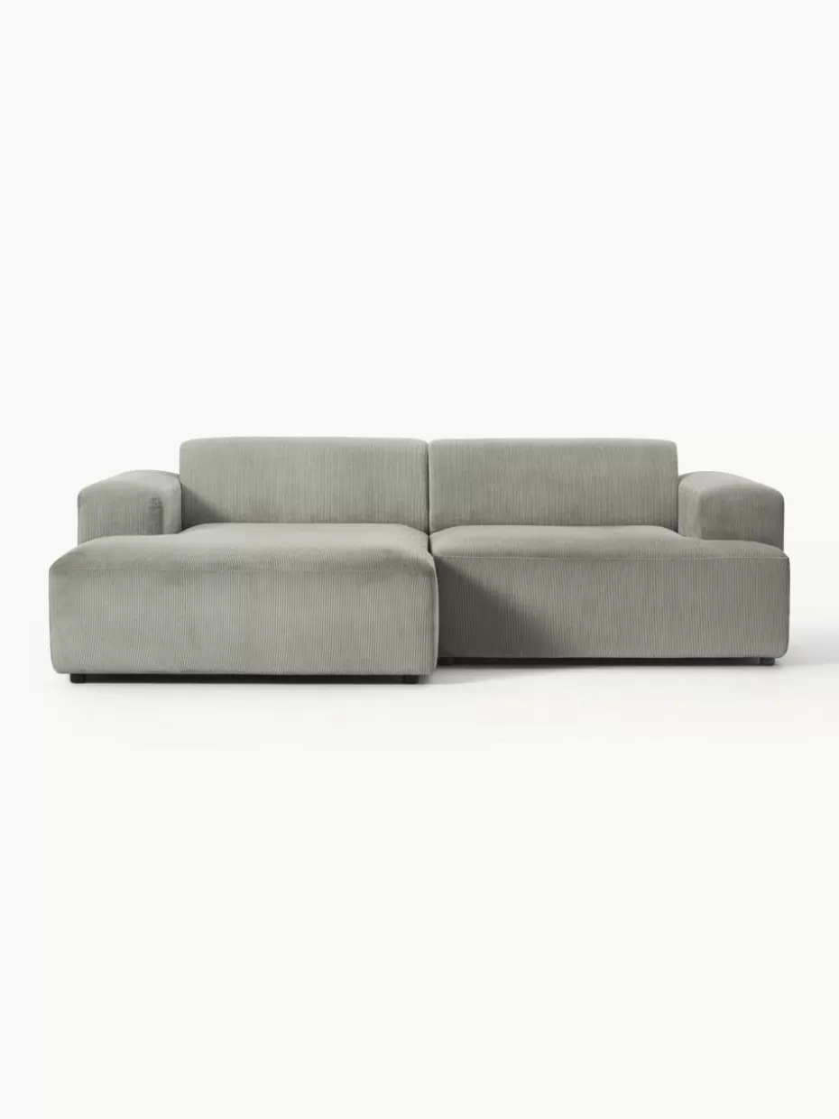 Sofas | Sofaserien-Westwing Collection Cord-Ecksofa Melva (3-Sitzer) Cord Grau