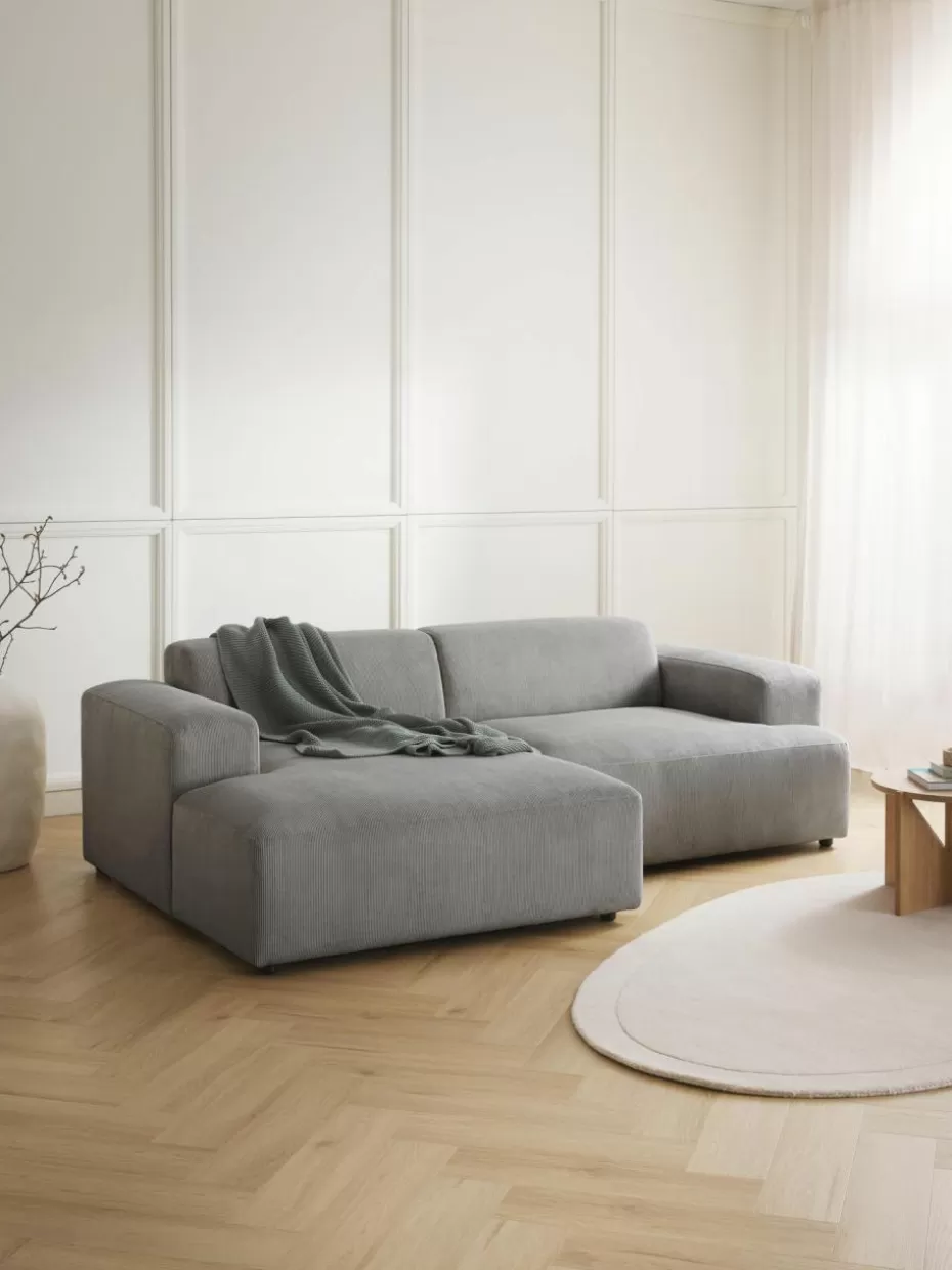 Sofas | Sofaserien-Westwing Collection Cord-Ecksofa Melva (3-Sitzer) Cord Grau