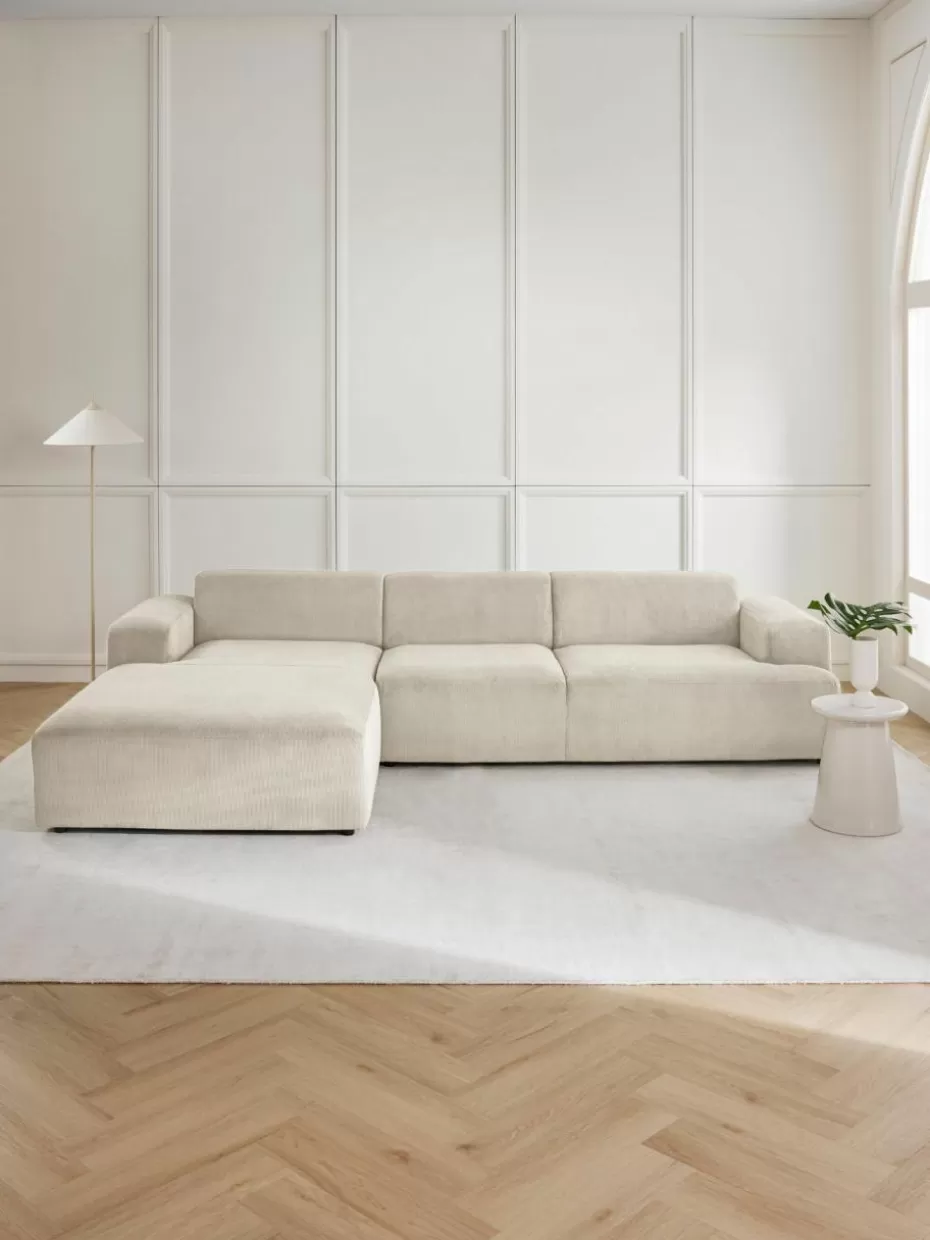 Sofas | Sofaserien-Westwing Collection Cord-Ecksofa Melva (4-Sitzer) Cord Hellbeige