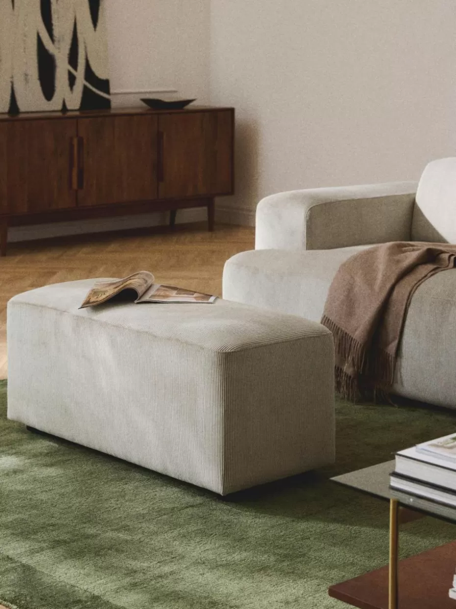 Hocker-Westwing Collection Cord-Hocker Melva, B 99 x T 42 cm Cord Hellbeige