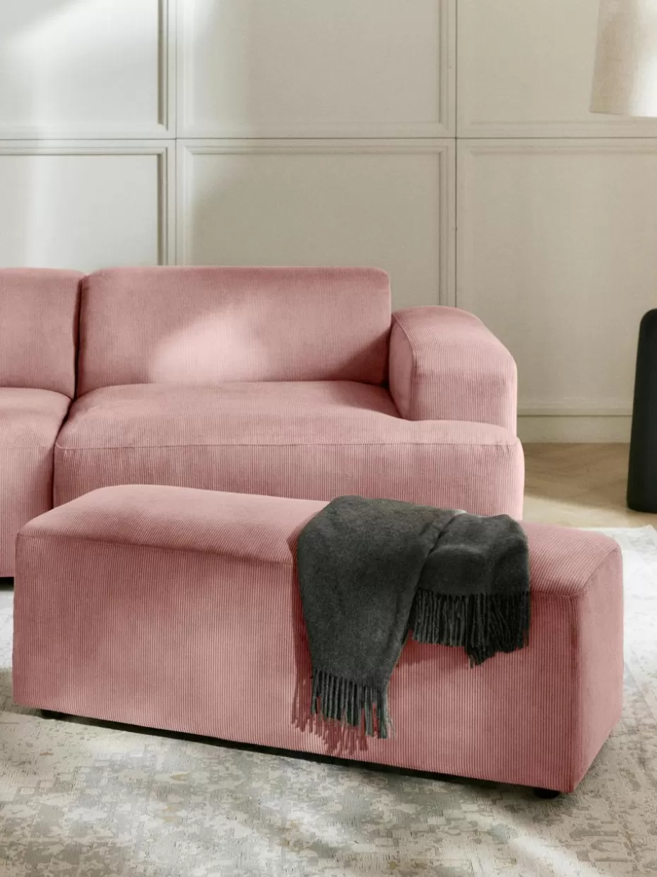 Hocker | Sofaserien-Westwing Collection Cord-Hocker Melva, B 99 x T 42 cm Cord Altrosa