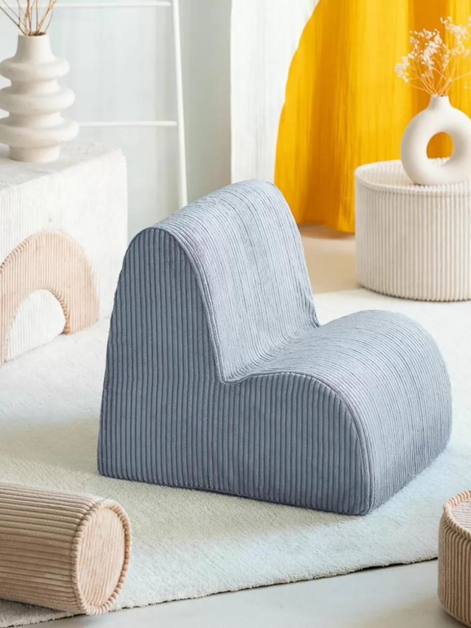 Sitzsäcke-Wigiwama Cord-Kindersessel Cloud Cord Graublau