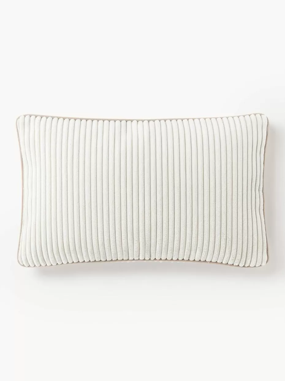 Dekokissen-Westwing Collection Cord-Kissenhülle Kylen Off White, Hellbeige