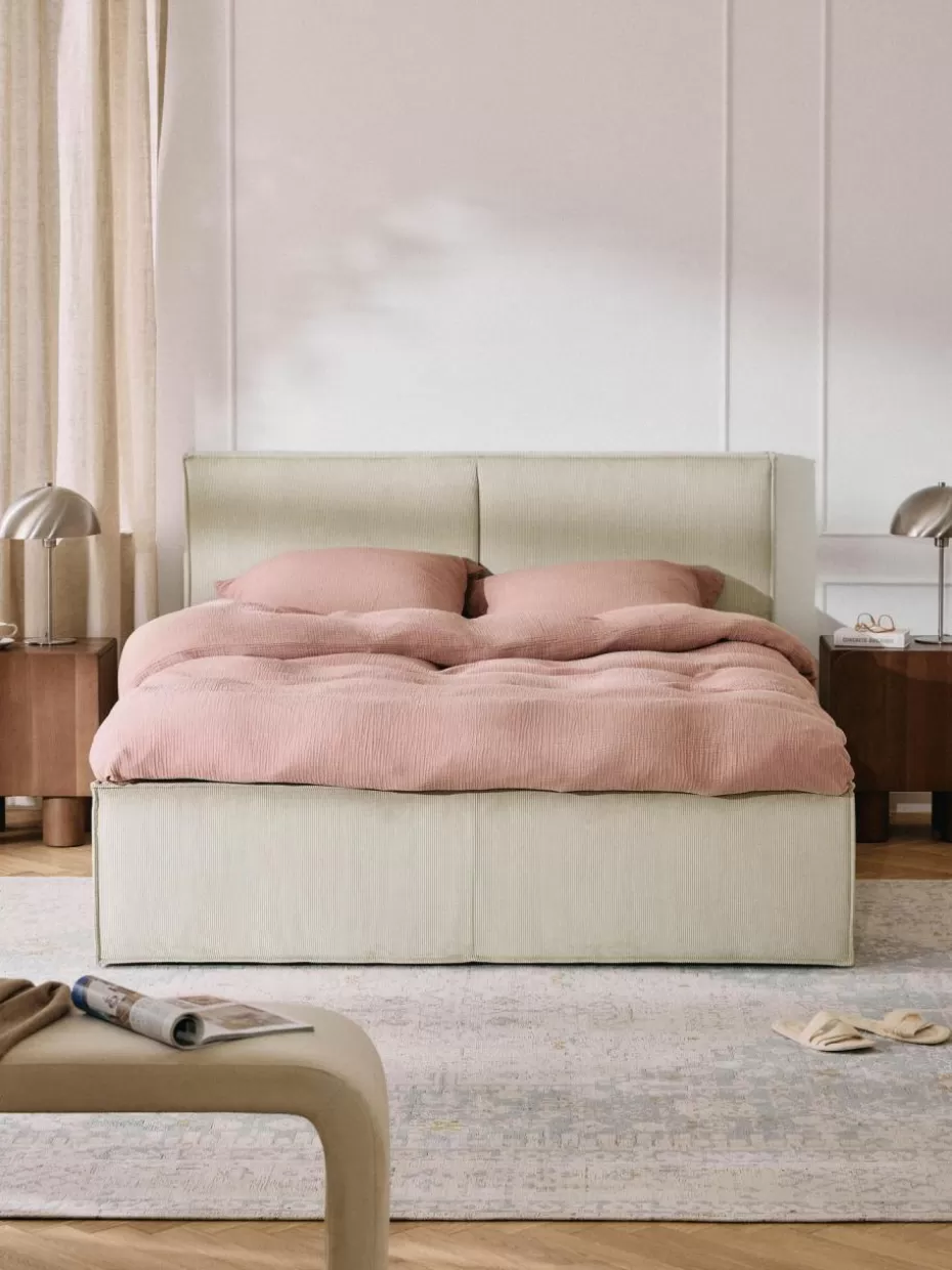 Betten-Westwing Collection Cord-Polsterbett Dream mit Stauraum Cord Hellbeige