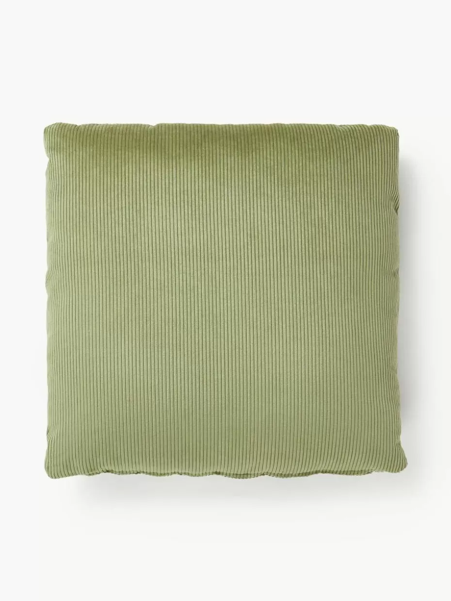 Sofakissen-Westwing Collection Cord-Sofa-Kissen Melva Cord Olivgrün