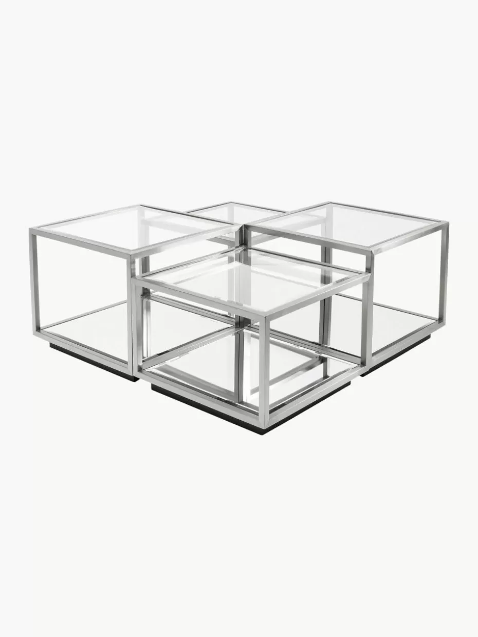 Couchtische-Kare Design Couchtische Luigi mit Spiegel-Böden, 4er-Set