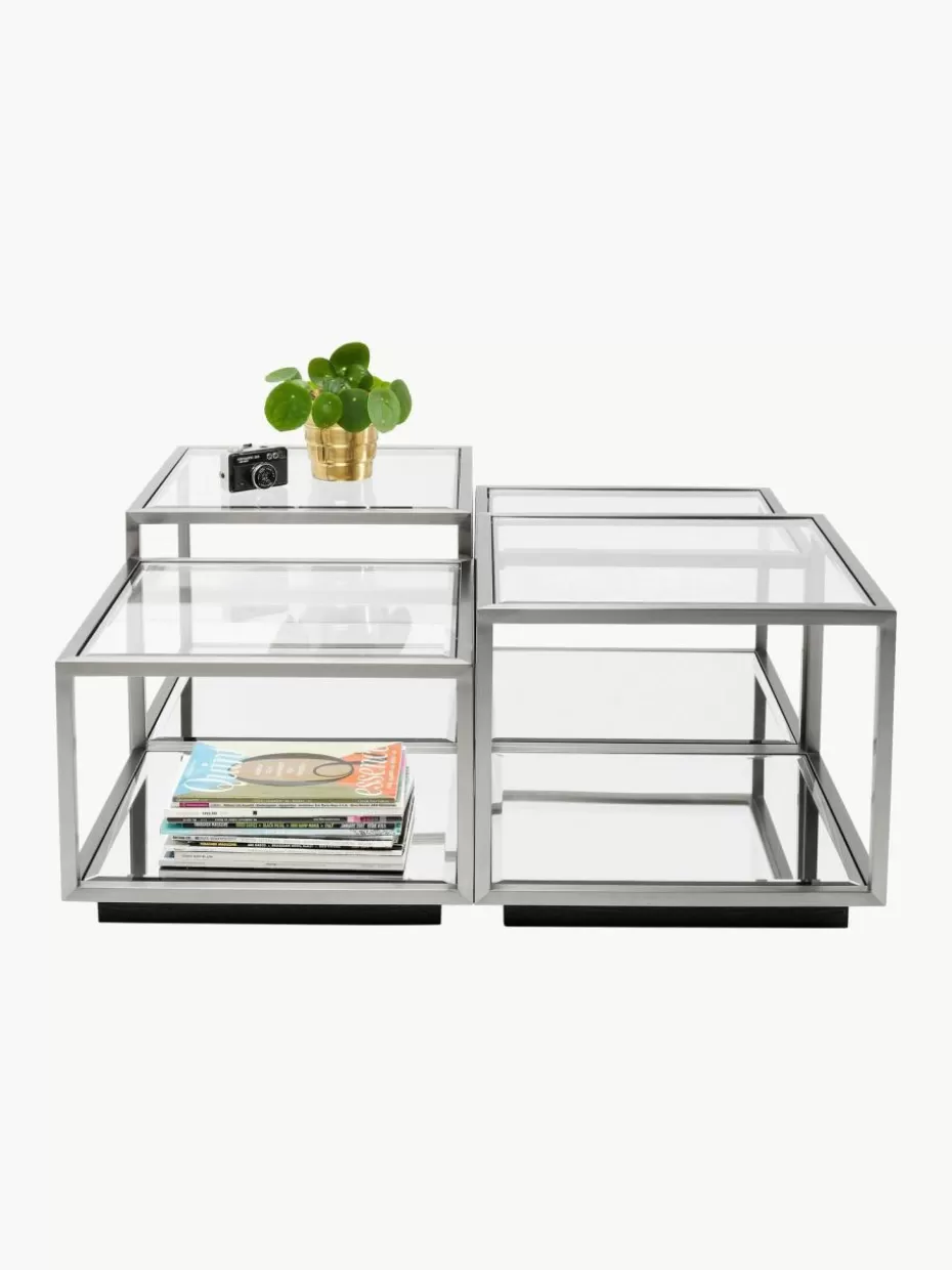 Couchtische-Kare Design Couchtische Luigi mit Spiegel-Böden, 4er-Set