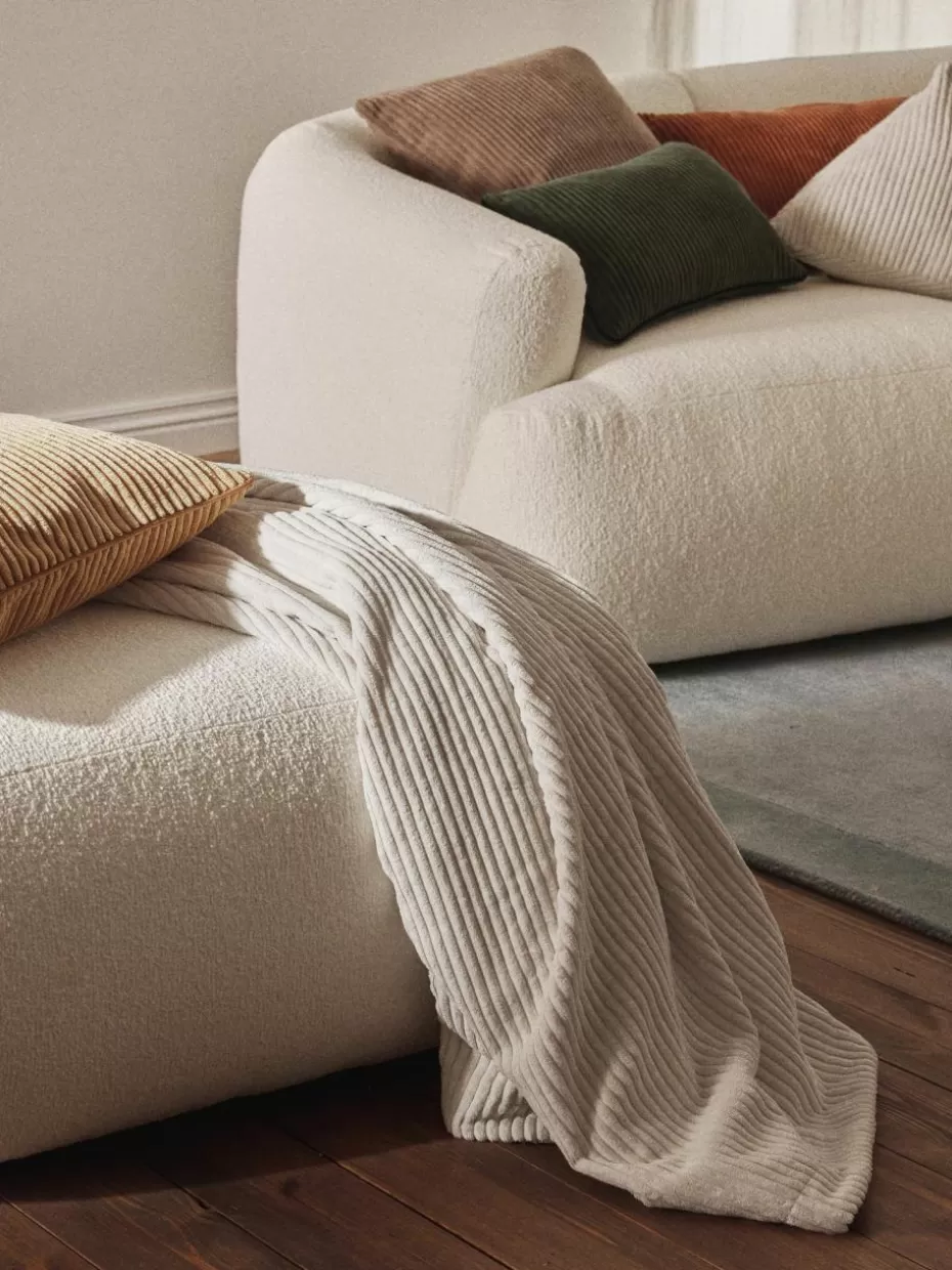 Decken & Plaids-Westwing Collection Decke Kylen aus Cord Off White, Cremeweiß