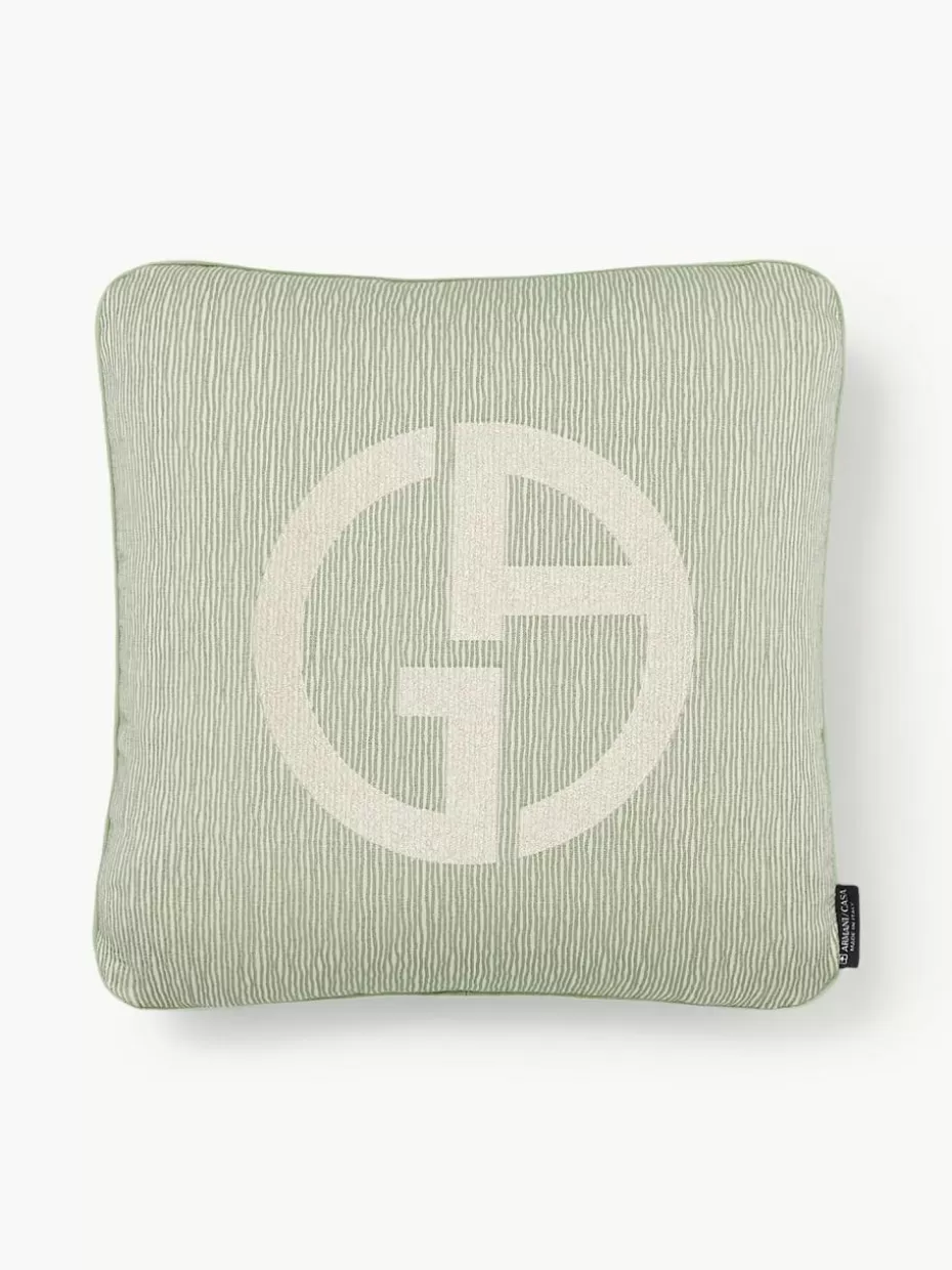 Dekokissen-Armani Casa Dekokissen Janette mit Giorgio Armani-Logo Olivgrün, Hellbeige