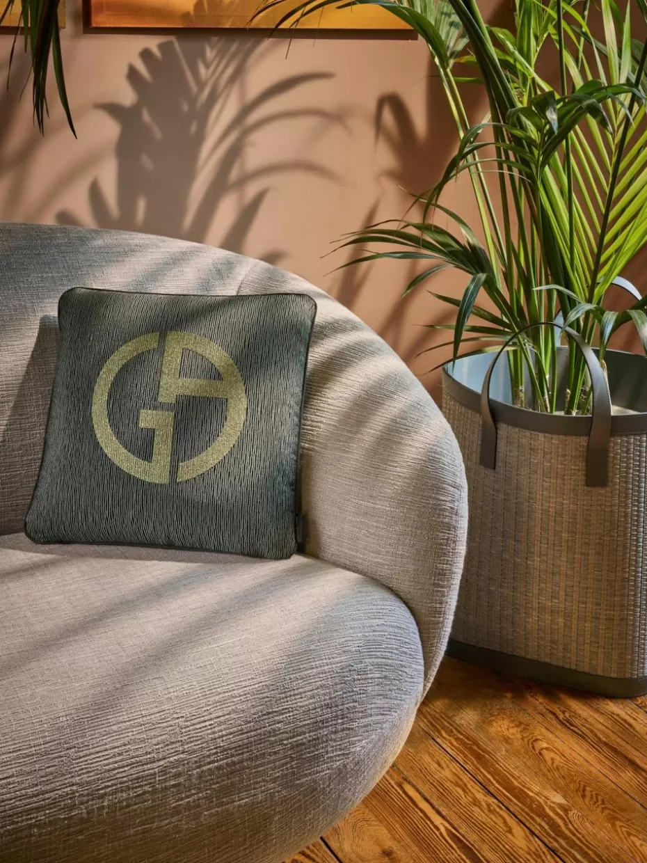 Dekokissen-Armani Casa Dekokissen Janette mit Giorgio Armani-Logo Anthrazit, Olivgrün