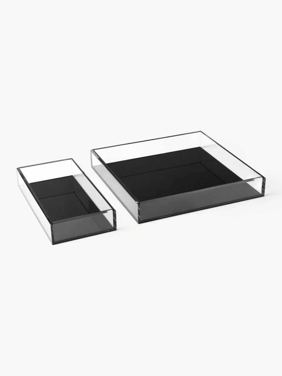 Dekotabletts-Westwing Collection Deko-Tabletts Yuki, 2er-Set Schwarz
