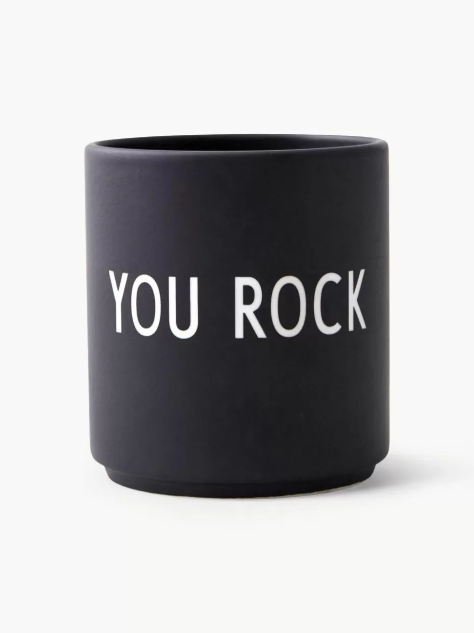 Geschirrserien | Tassen-Design Letters Design Becher Favourite YOU ROCK mit Schriftzug Schwarz (You rock)