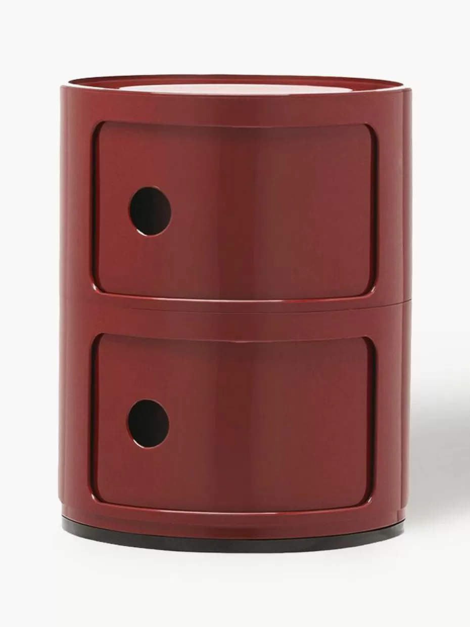 Beistelltische-Kartell Design Container Componibili, 2 Elemente Weinrot, glänzend