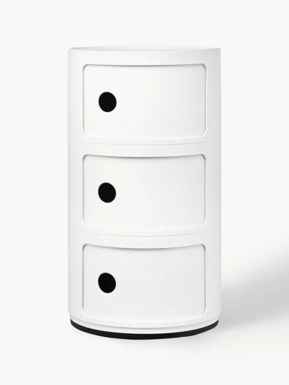Schreibtisch Container | Nachttische-Kartell Design Container Componibili, 3 Elemente Weiß, glänzend