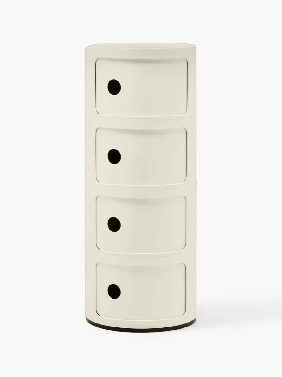 Schreibtisch Container | Beistelltische-Kartell Design Container Componibili, 4 Elemente Weiß, glänzend