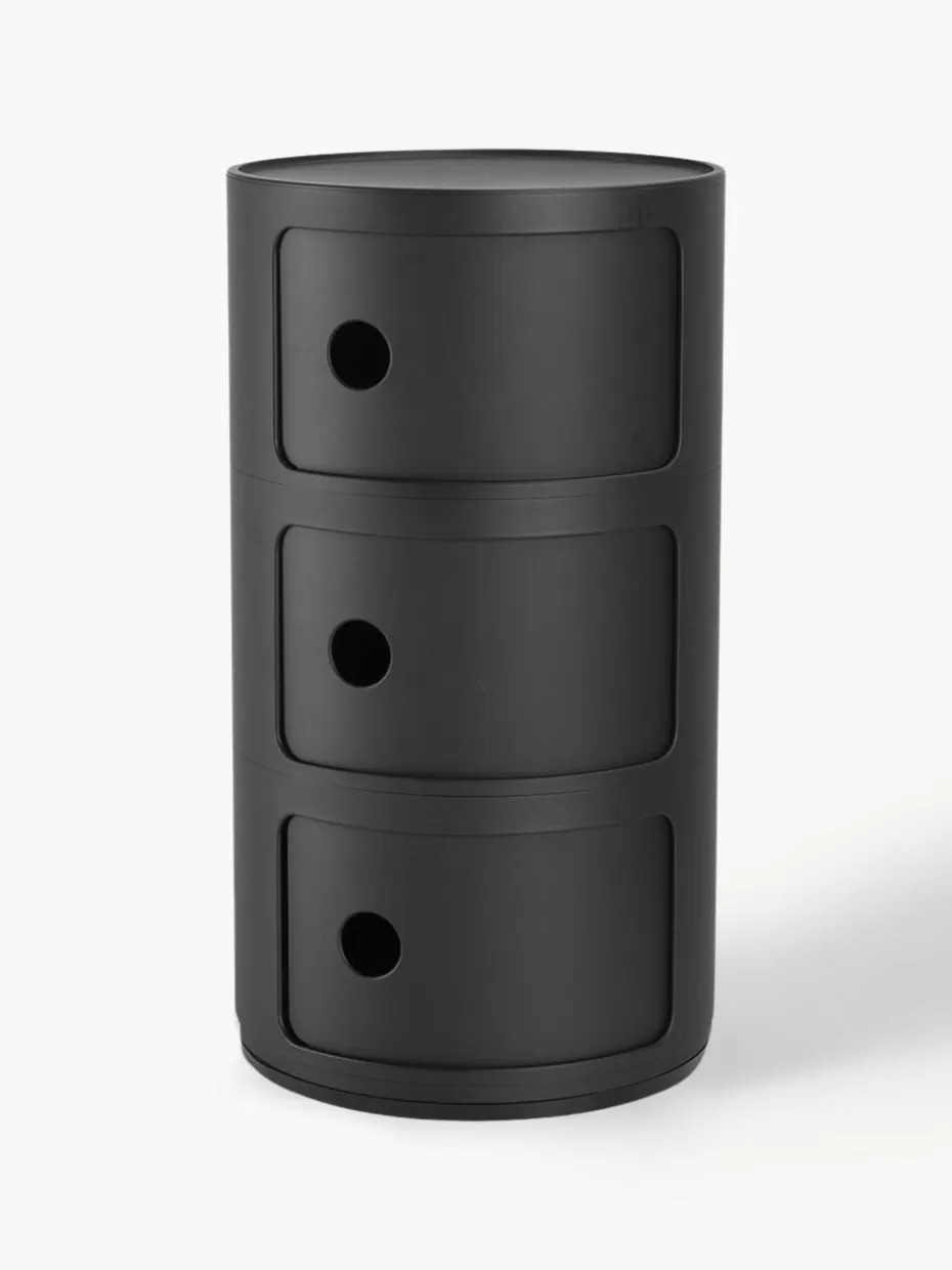 Schreibtisch Container | Nachttische-Kartell Design Container Componibili, 3 Elemente Schwarz, matt