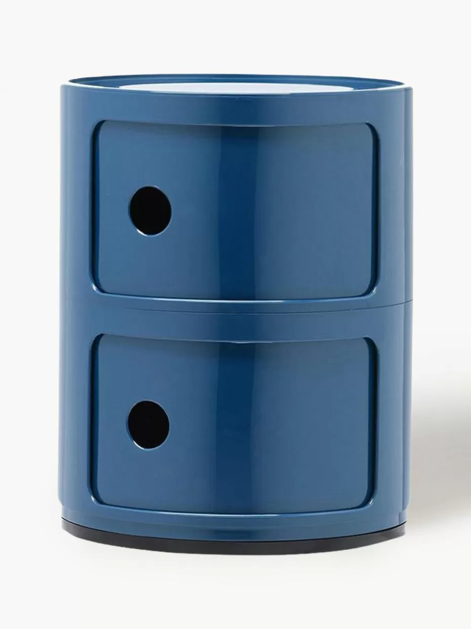 Schreibtisch Container | Nachttische-Kartell Design Container Componibili, 2 Elemente Graublau, glänzend